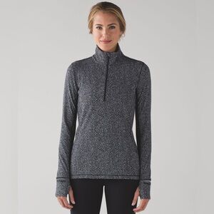 Lululemon | Outrun 1/2 Zip Running Luon Ripple Jacquard Black White